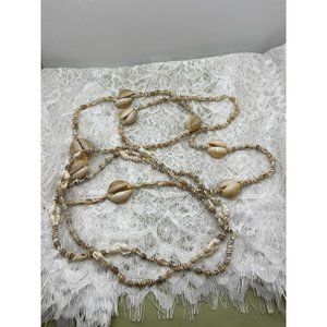 Vintage Puka Shell Long Necklace & Small Shell Design Necklace - Matching Set